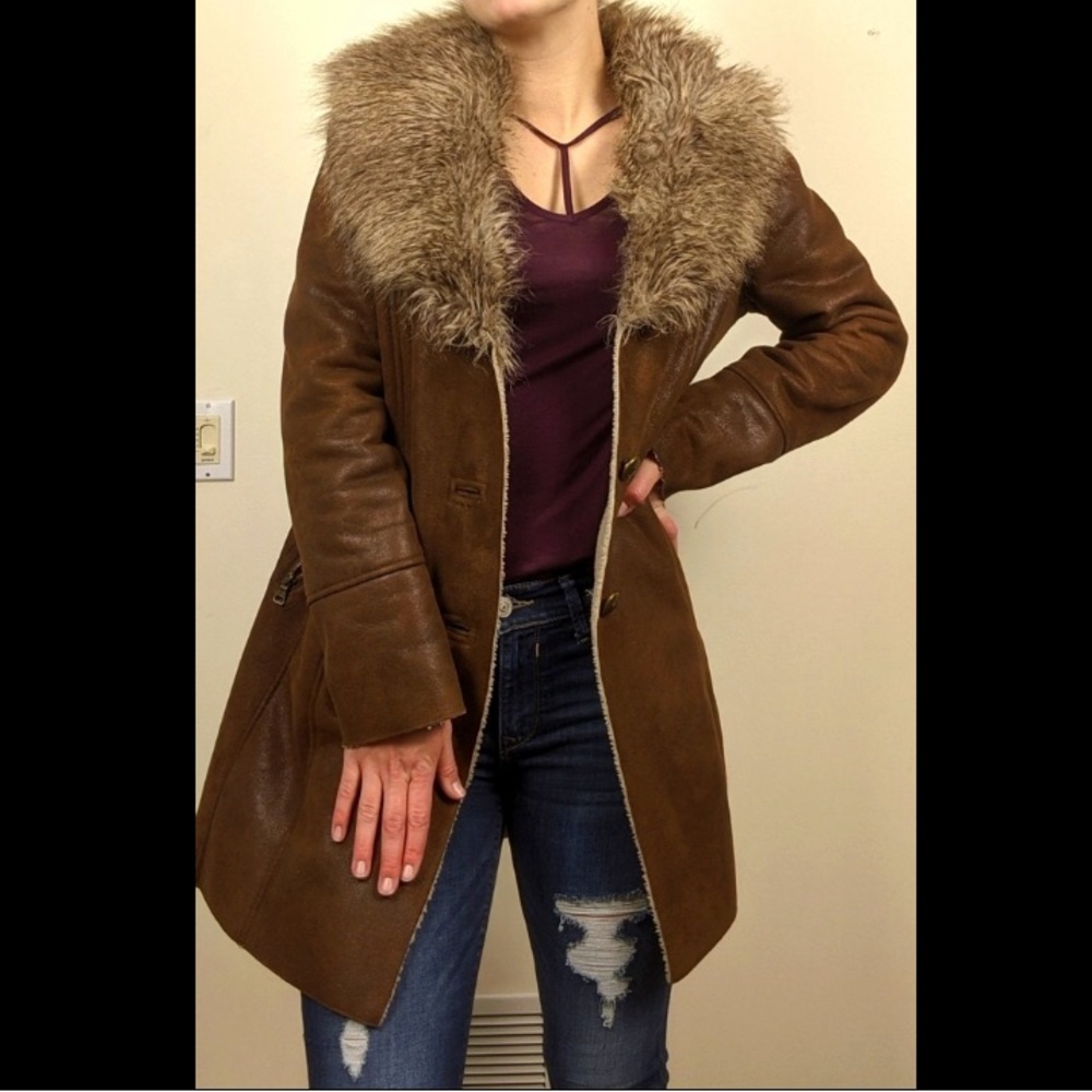 Guess Faux Fur Shearling Lined Jacket